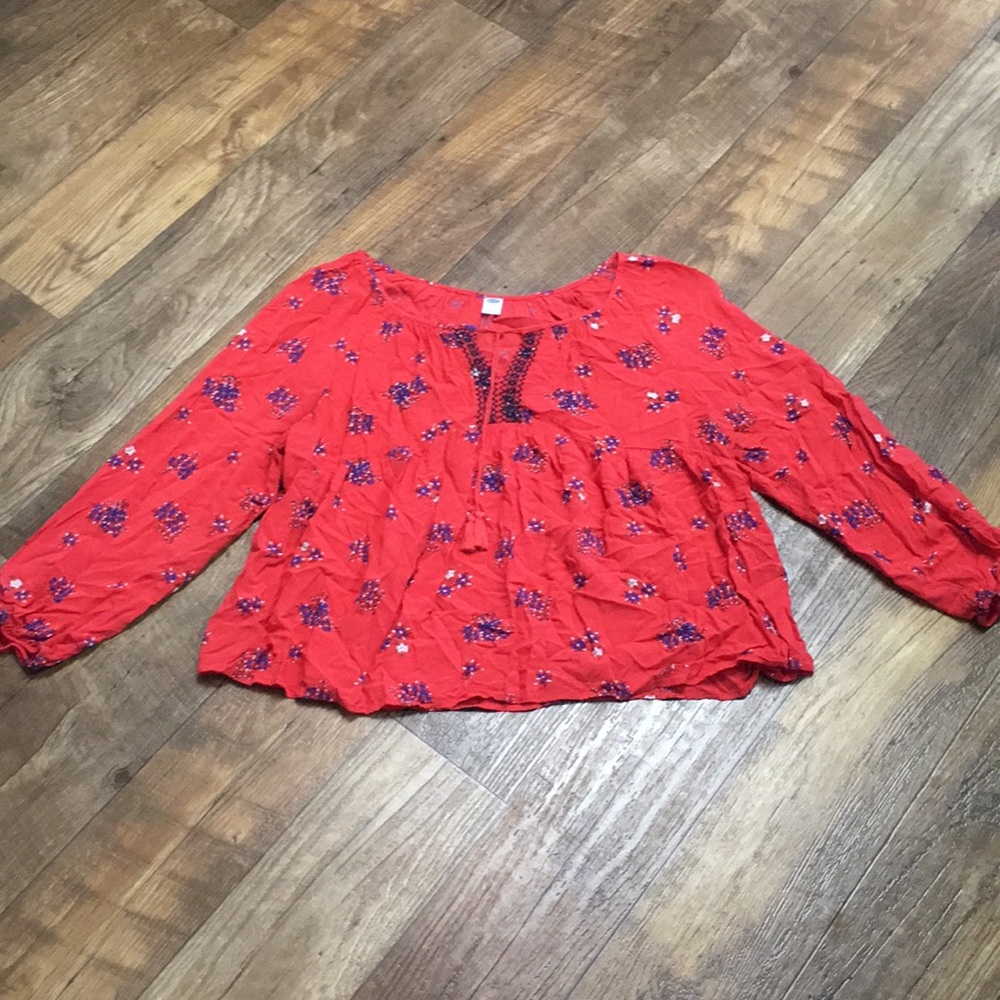 Cute Boho babydoll top with embroidered front